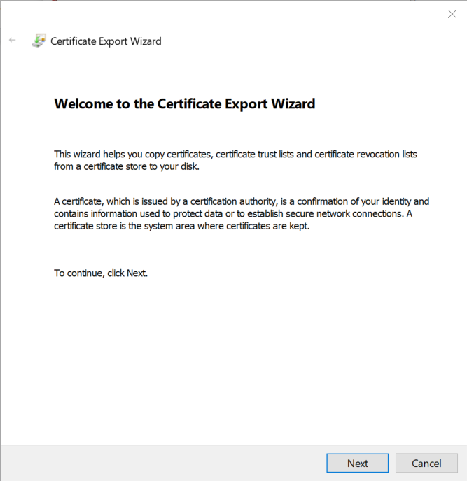 Certificate Export Wizard Certificate Export Wizard