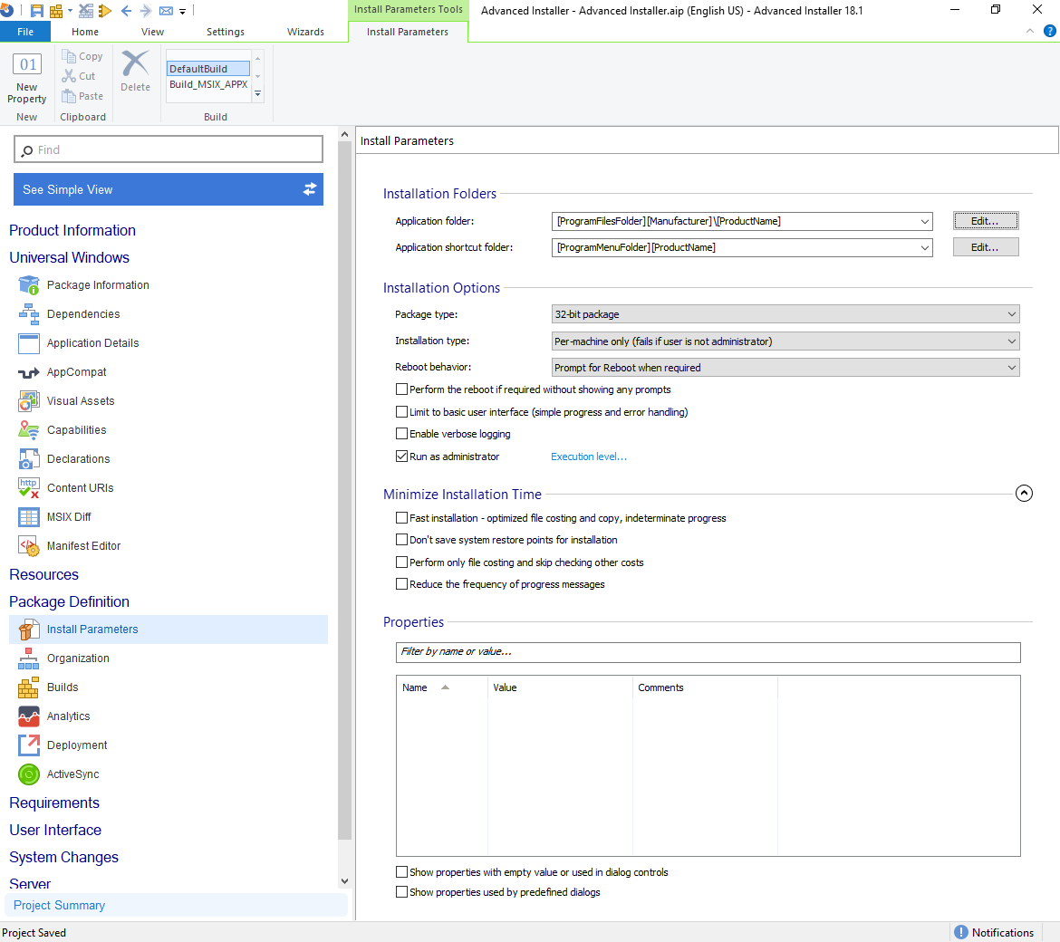 Install Parameters Install Parameters