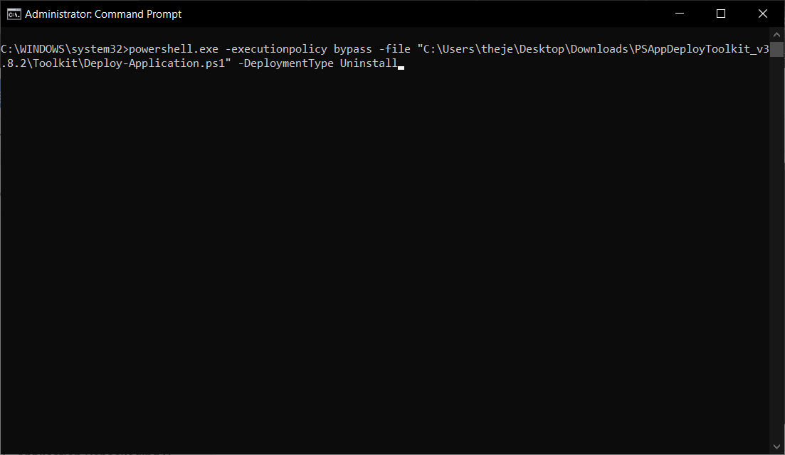 Deploy-Application.ps1 script uninstall execution Deploy-Application.ps1 script uninstall execution