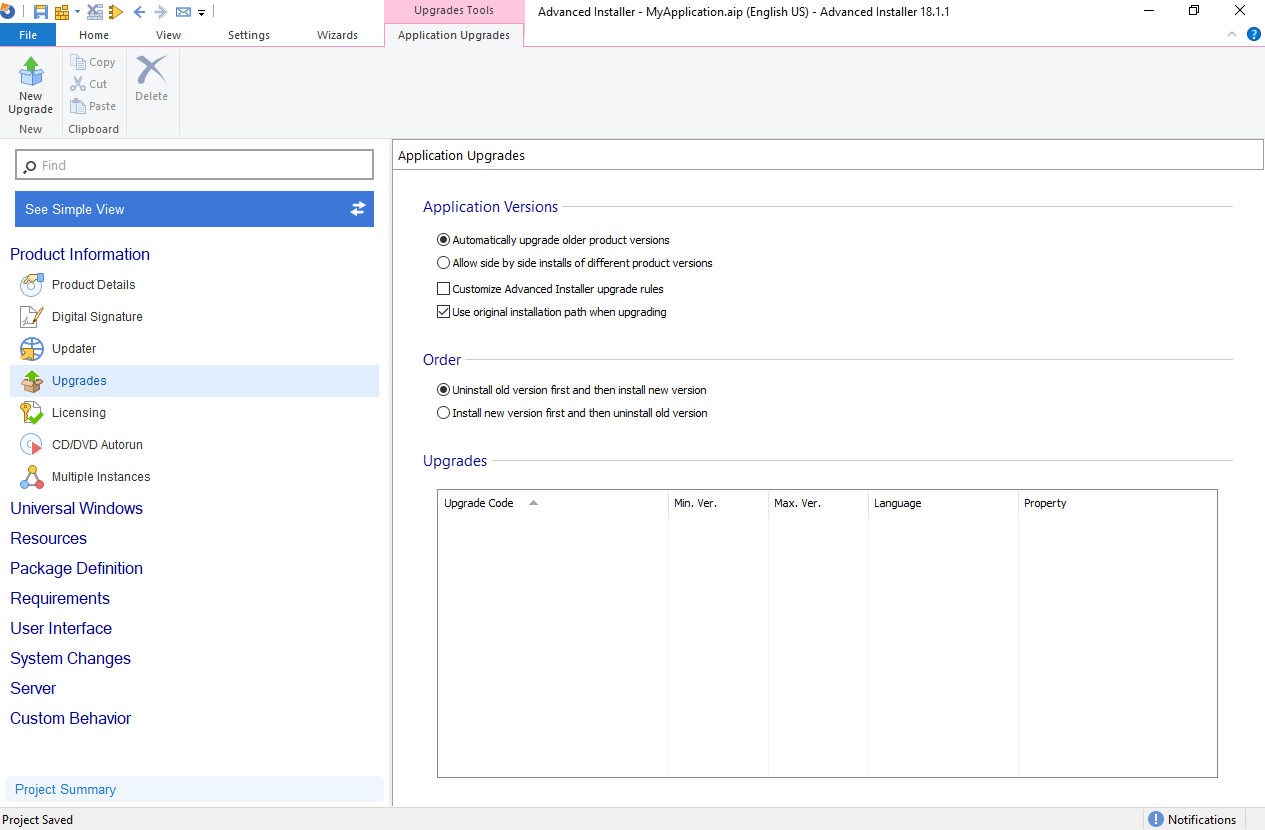 Upgrades Page Upgrades Page